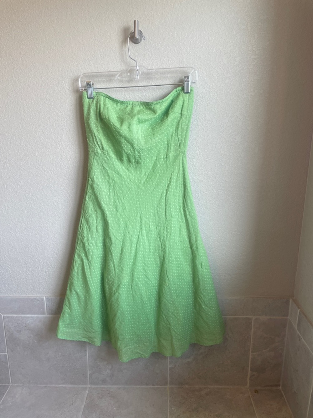 J. Crew Green Cotton Strapless Dress